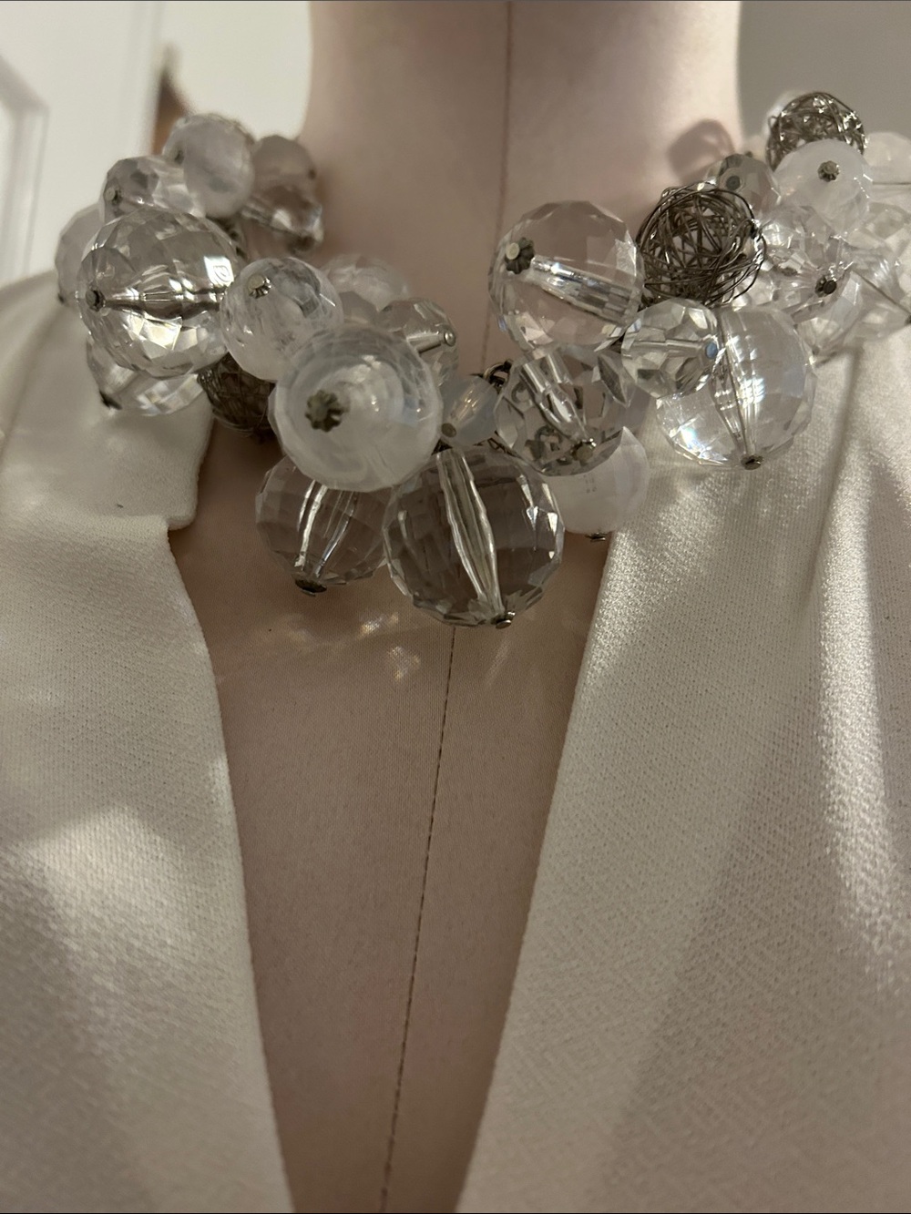 Statement Clear Crystal Cluster Necklace - Women's Jewelry - Picture 7 of 8